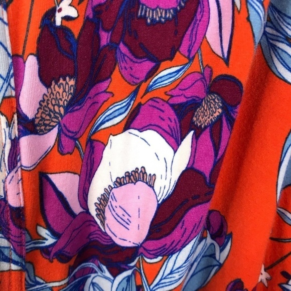 Free People Keepin On Blouse Women Size M Orange Stretch Knit Cross Over - Picture 13 of 16